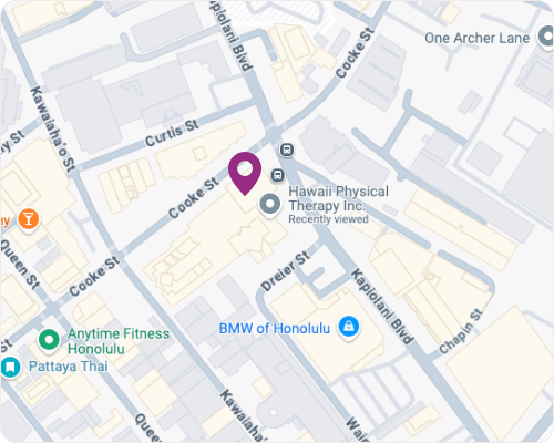 Map to Hawaii Physical Therapy in Honolulu